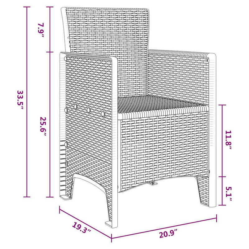 vidaXL Garden Chair 4 pcs White 53 x 49 x 85 cm Polypropylene