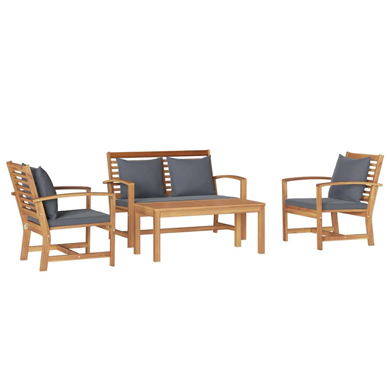 vidaXL Garden Sofa Set 4 pcs Natural Solid teak wood