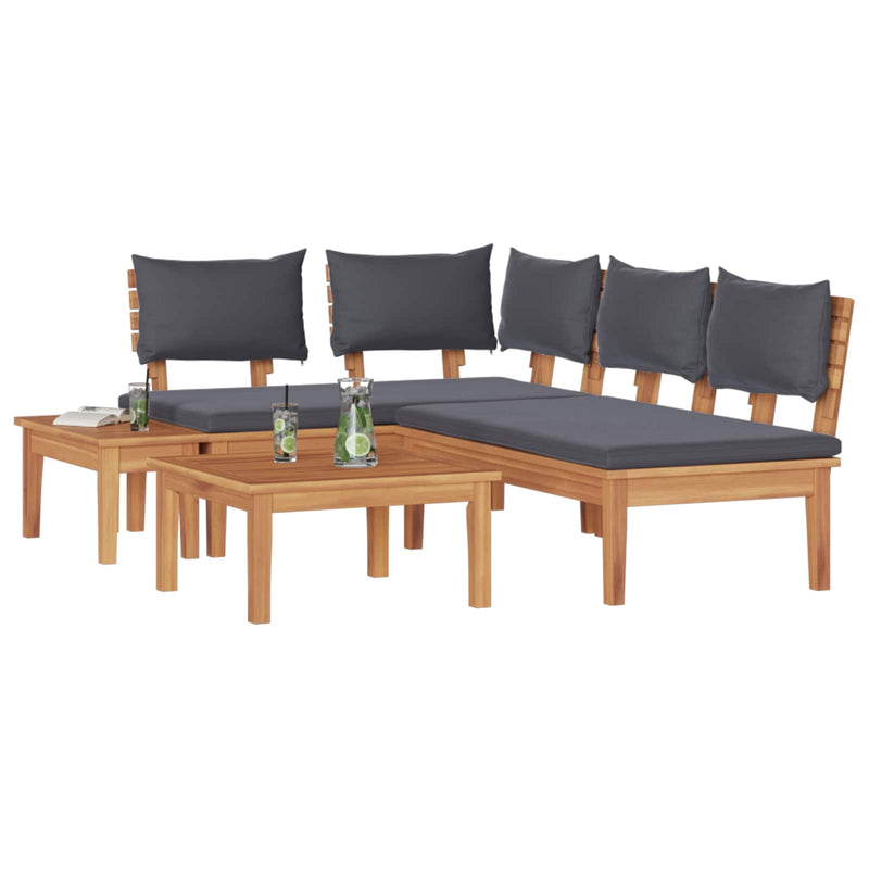 vidaXL Garden Sofa Set 4 pcs Brown and Grey