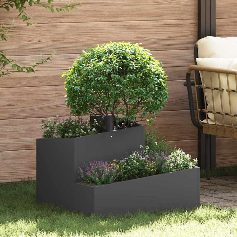 vidaXL Garden Planter Black 60 x 60 x 50 cm Cold-rolled Steel