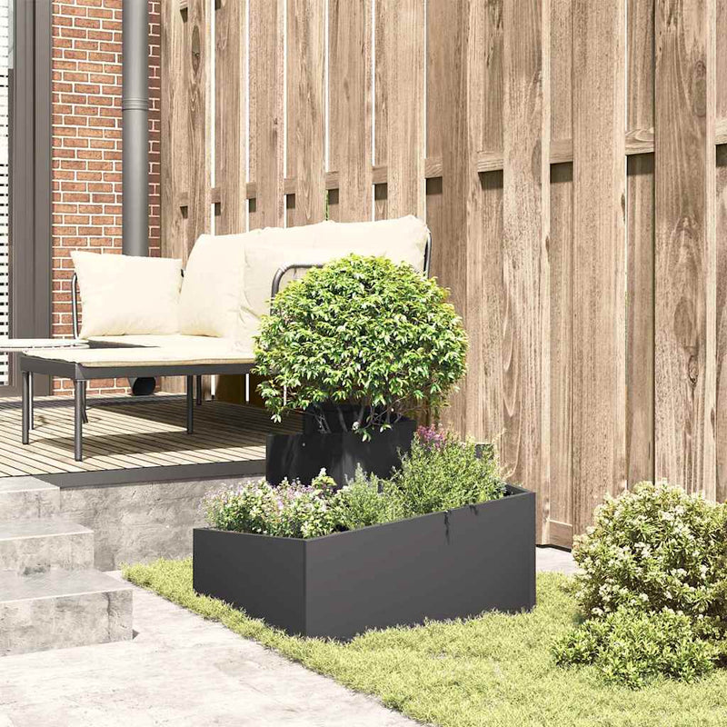 vidaXL Garden Planter Black 60 x 60 x 50 cm Cold-rolled Steel