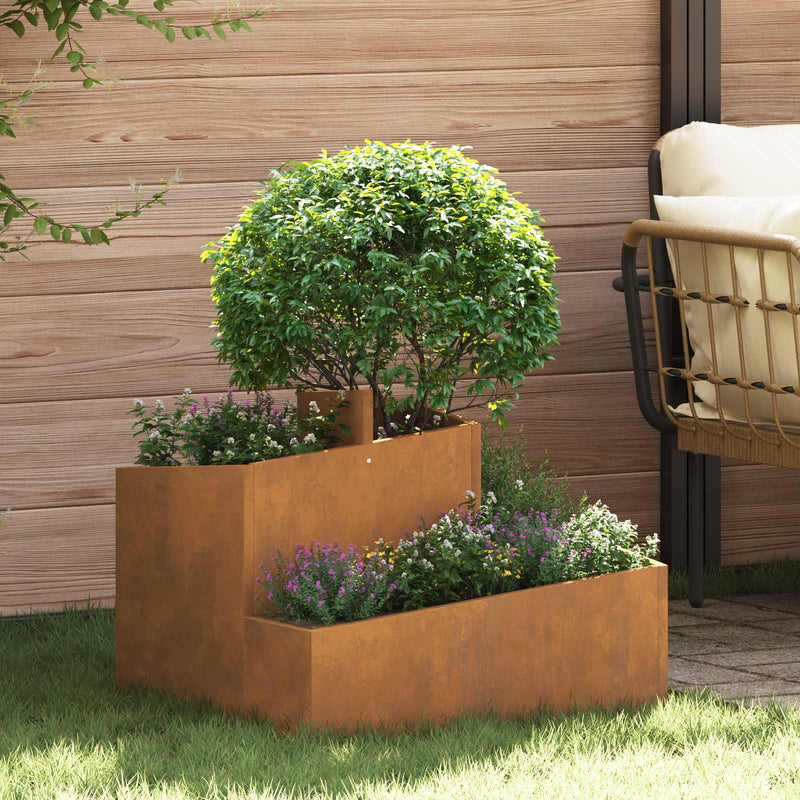 vidaXL Garden Planter Brown 60 x 60 x 50 cm Weather Steel