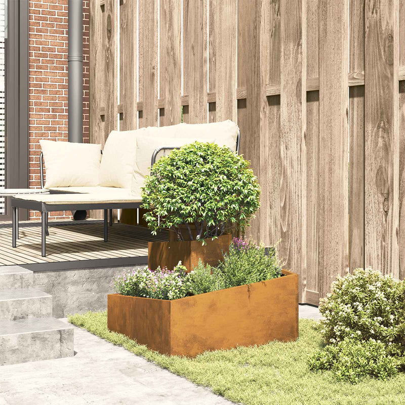 vidaXL Garden Planter Brown 60 x 60 x 50 cm Weather Steel