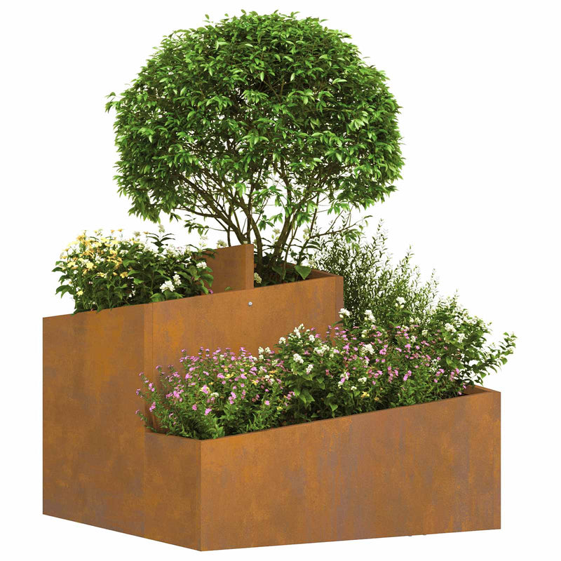vidaXL Garden Planter Brown 60 x 60 x 50 cm Weather Steel