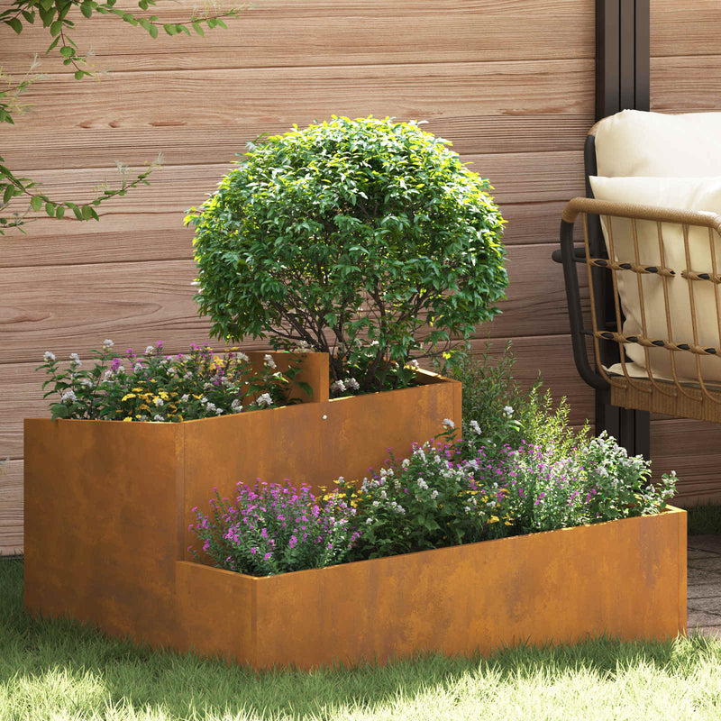 vidaXL Garden Planter Brown 80 x 80 x 50 cm Weather Steel