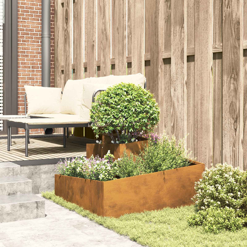 vidaXL Garden Planter Brown 80 x 80 x 50 cm Weather Steel