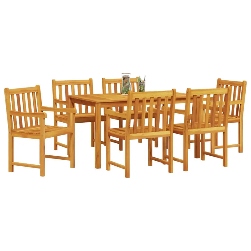 Garden Dining Set 7 pcs Brown Solid Acacia Wood