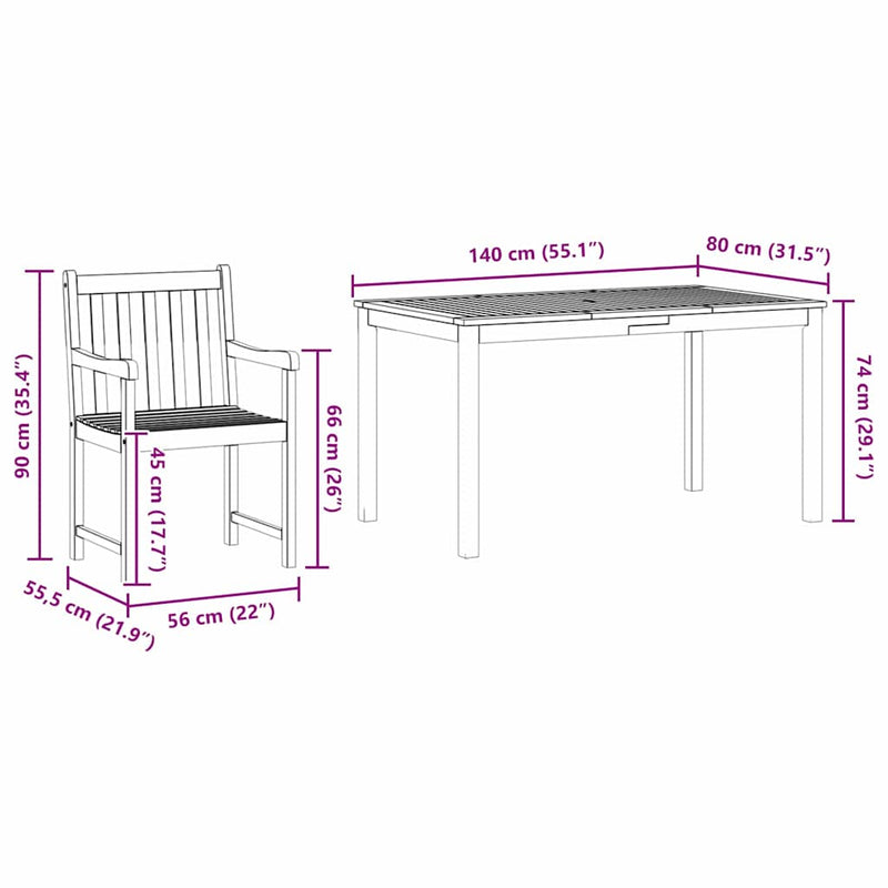 vidaXL Garden Dining Set 7 pcs Brown Solid acacia wood