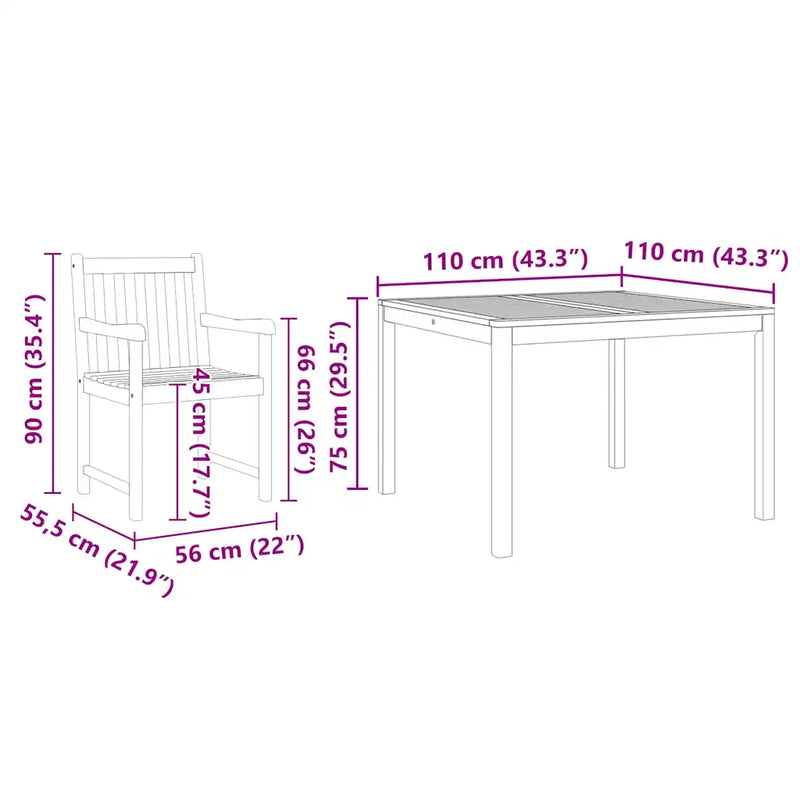 Garden Dining Set 5 pcs Brown Solid Acacia wood