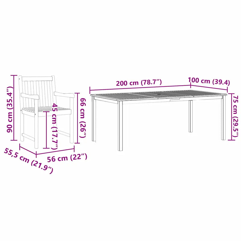 Garden Dining Set 7 pcs Brown Solid Acacia Wood