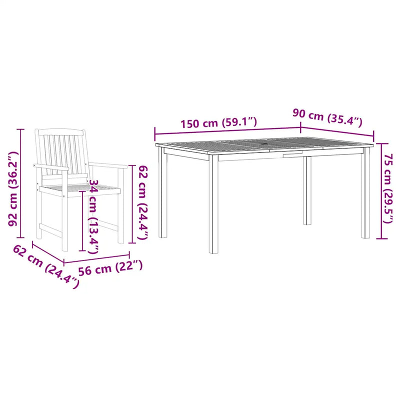 Garden Dining Set 5 pcs Brown Solid Acacia Wood