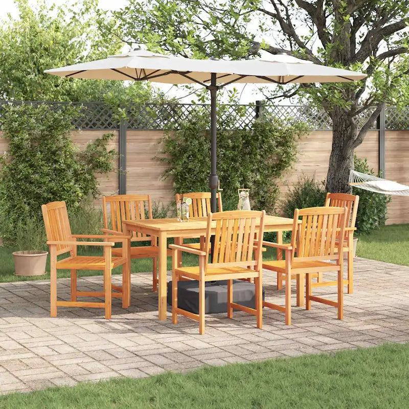 Garden Dining Set 7 pcs Brown Solid Acacia Wood