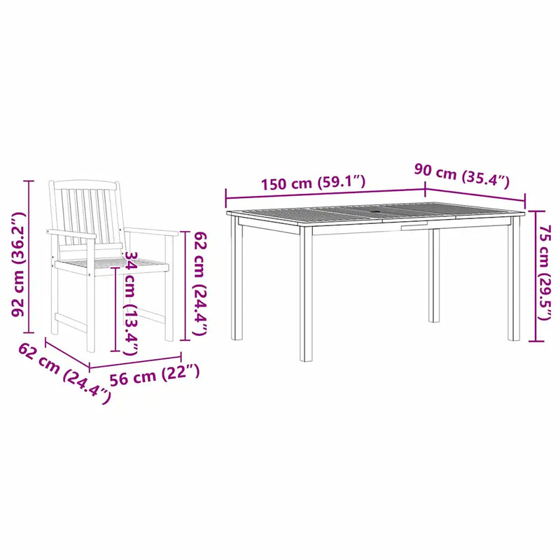 Garden Dining Set 7 pcs Brown Solid Acacia Wood