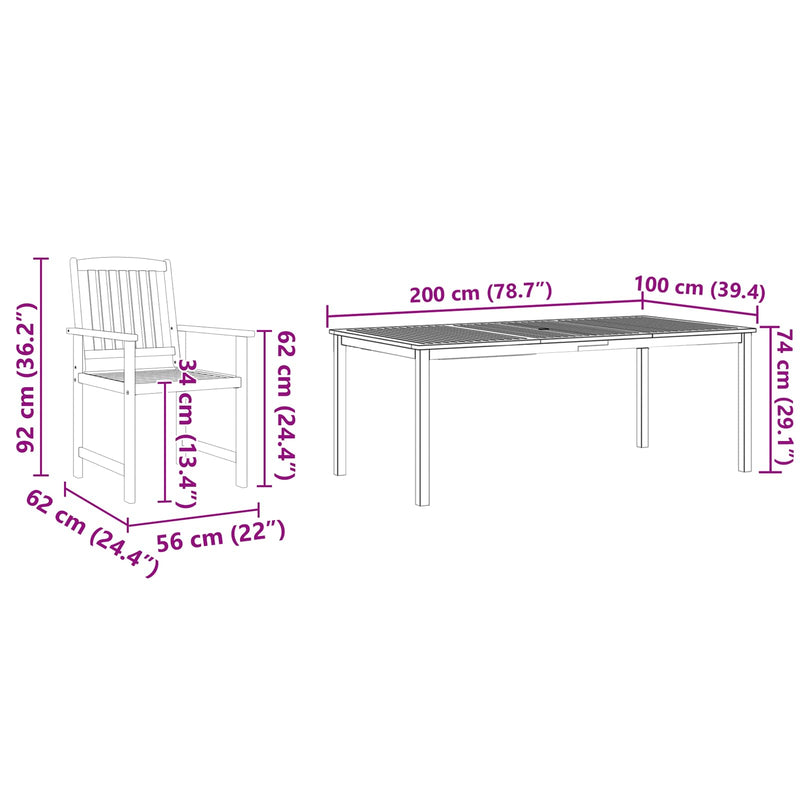 Garden Dining Set 7 pcs Brown Solid Acacia Wood