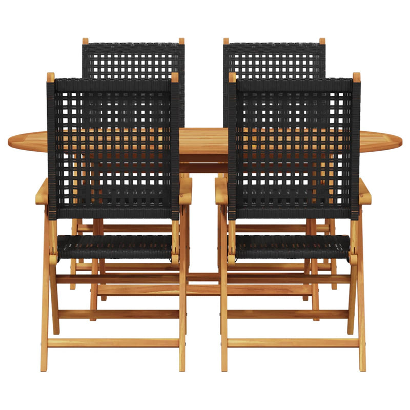 vidaXL Garden Dining Set Folding 5 pcs Black Solid Acacia Wood
