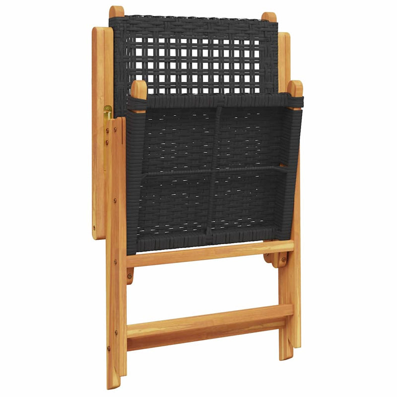 vidaXL Garden Dining Set 5 pcs Black Solid acacia wood and poly rattan