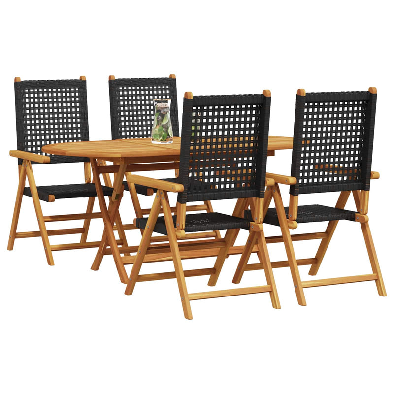 vidaXL Garden Dining Set Folding 5 pcs Black Solid Acacia Wood