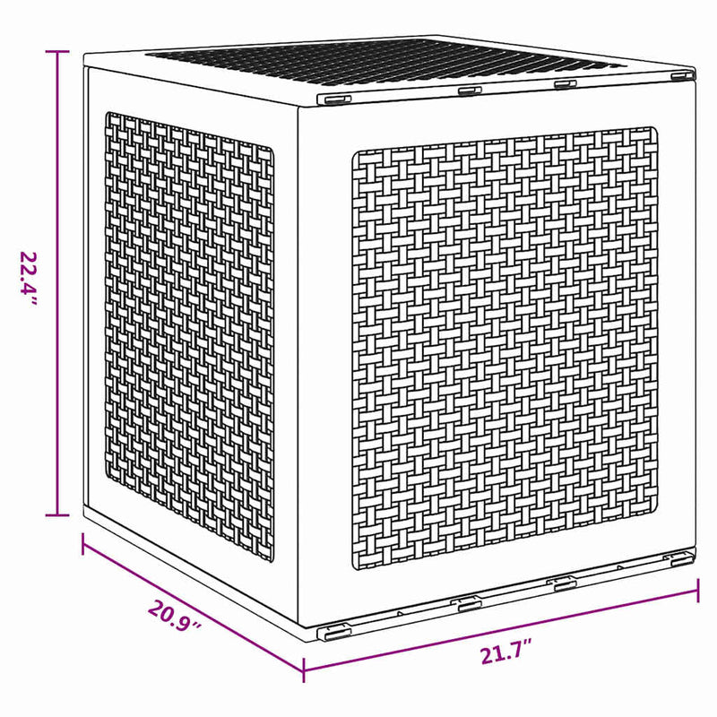 vidaXL Storage Box with Storage Brown 55 x 53 x 57 cm Polypropylene