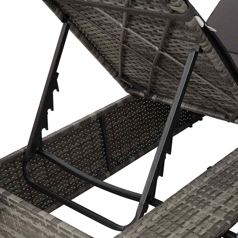 vidaXL Double Sun Lounger with Roof Grey 205 x 129 x 200 cm PE rattan