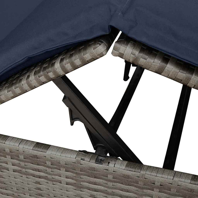 vidaXL Double Sun Lounger with Roof Grey 205 x 129 x 200 cm PE rattan