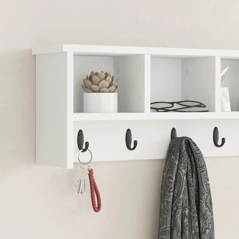 Wall-Mounted Coat Rack White 100 x 16 x 26 cm Engineered wood