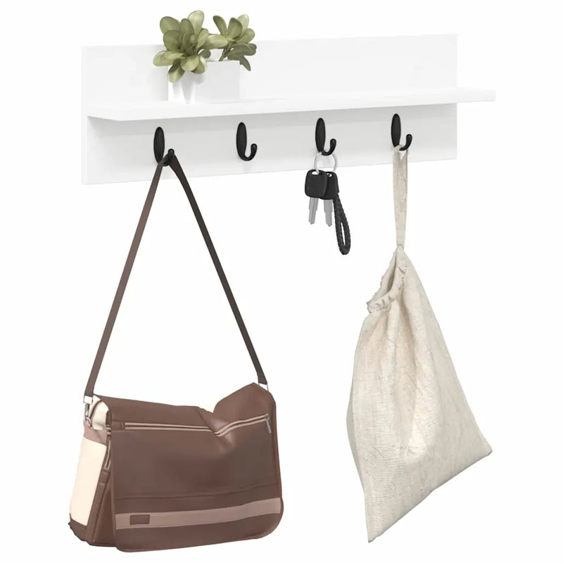 Wall-Mounted Coat Rack White 60 x 10,5 x 18 cm Engineered wood