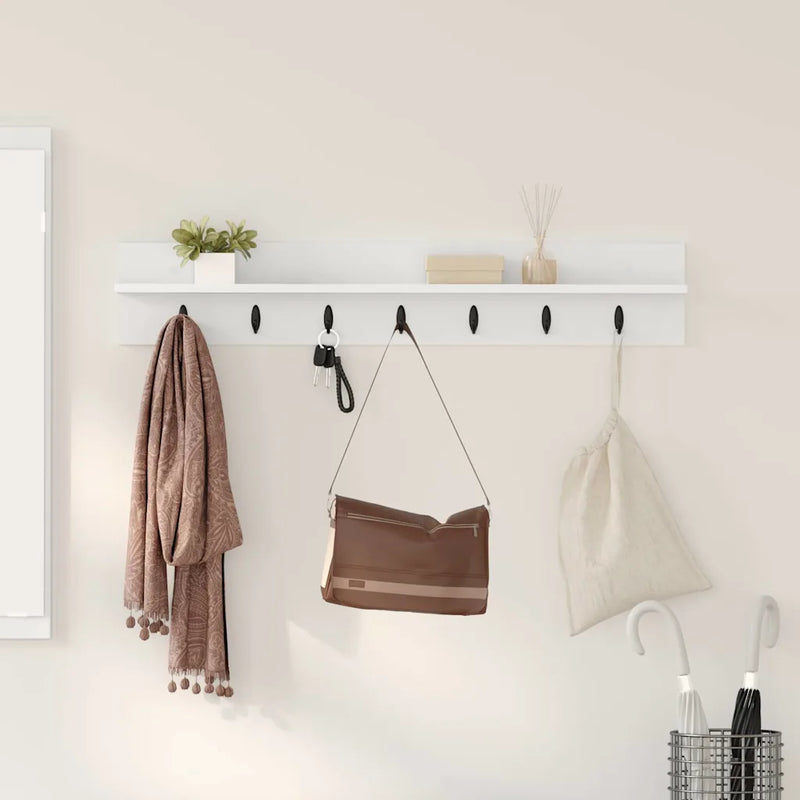 Wall-Mounted Coat Rack White 100 x 10,5 x 18 cm Engineered wood