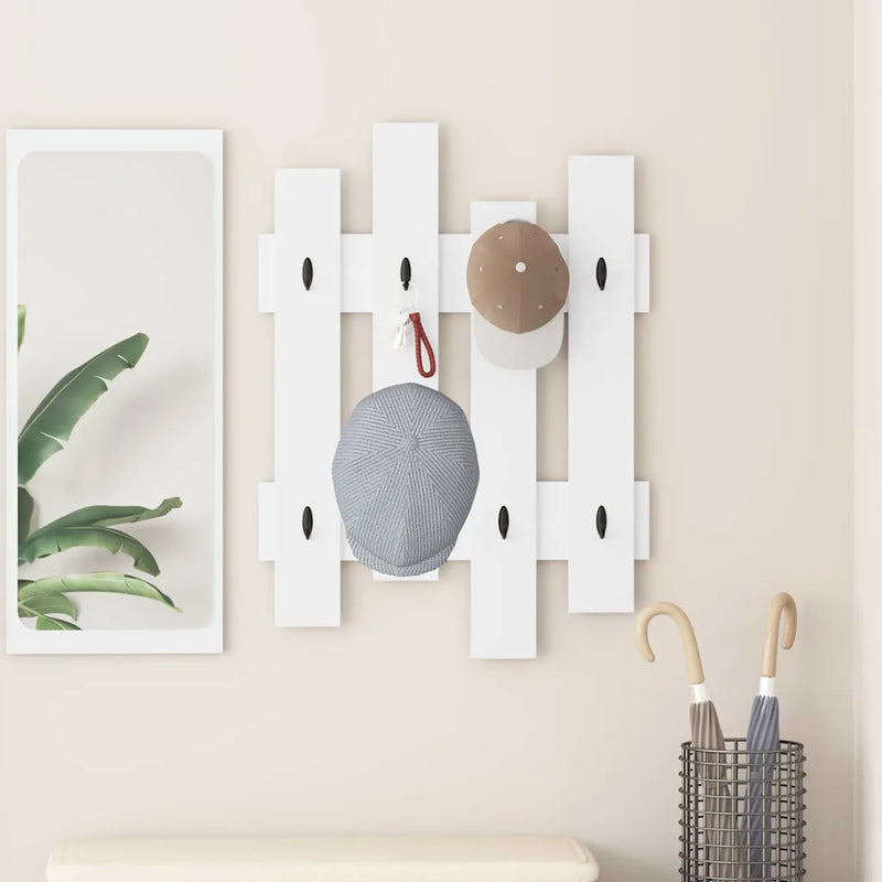 Wall-Mounted Coat Rack White 60 x 3 x 82 cm Engineered wood