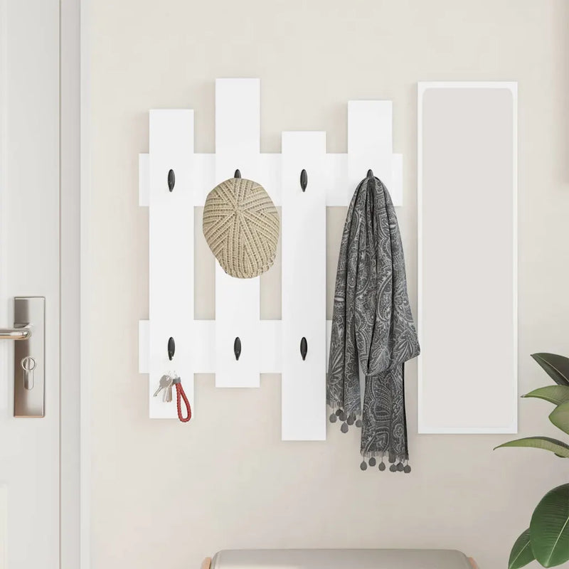 Wall-Mounted Coat Rack White 60 x 3 x 82 cm Engineered wood