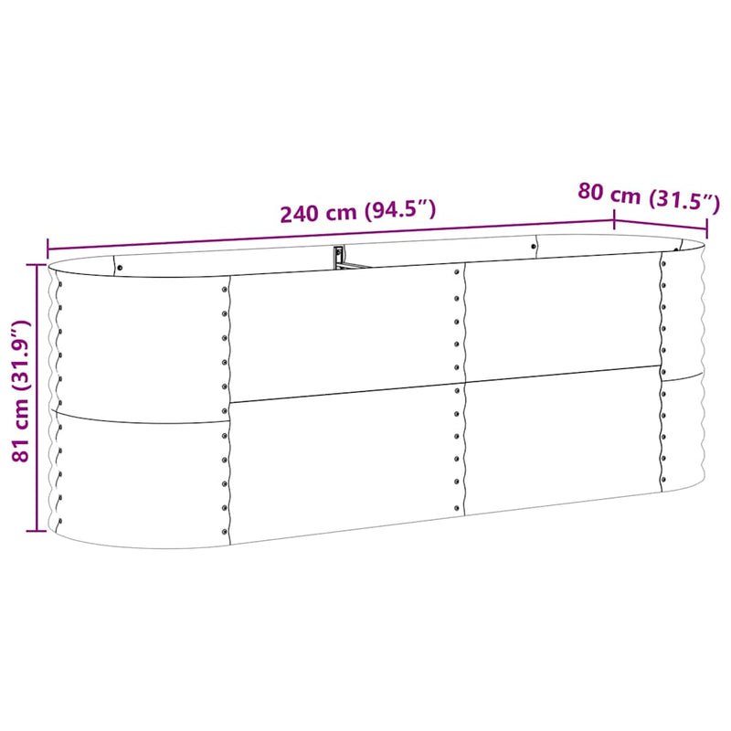 vidaXL Garden Raised Bed Brown 240 x 80 x 81 cm Steel
