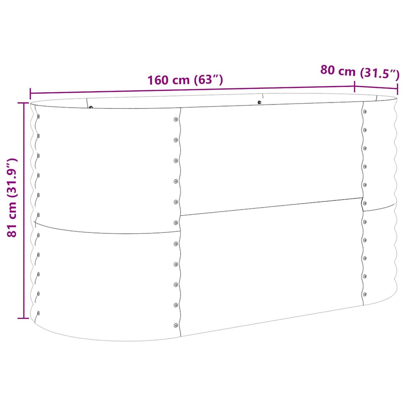 vidaXL Raised Bed Brown 160 x 80 x 81 cm Steel