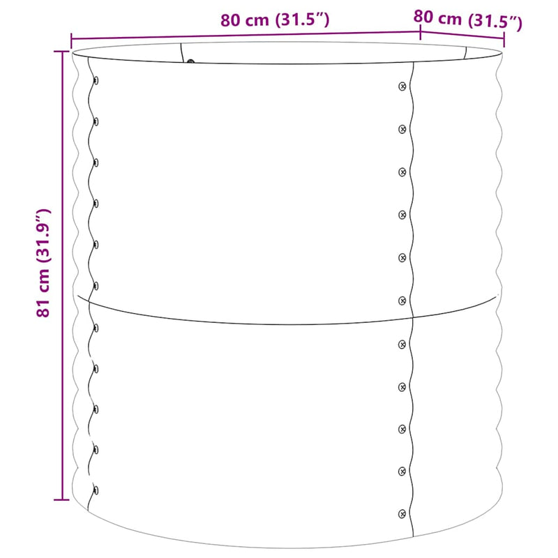 vidaXL Garden Raised Bed Brown 80 x 80 x 81 cm Steel