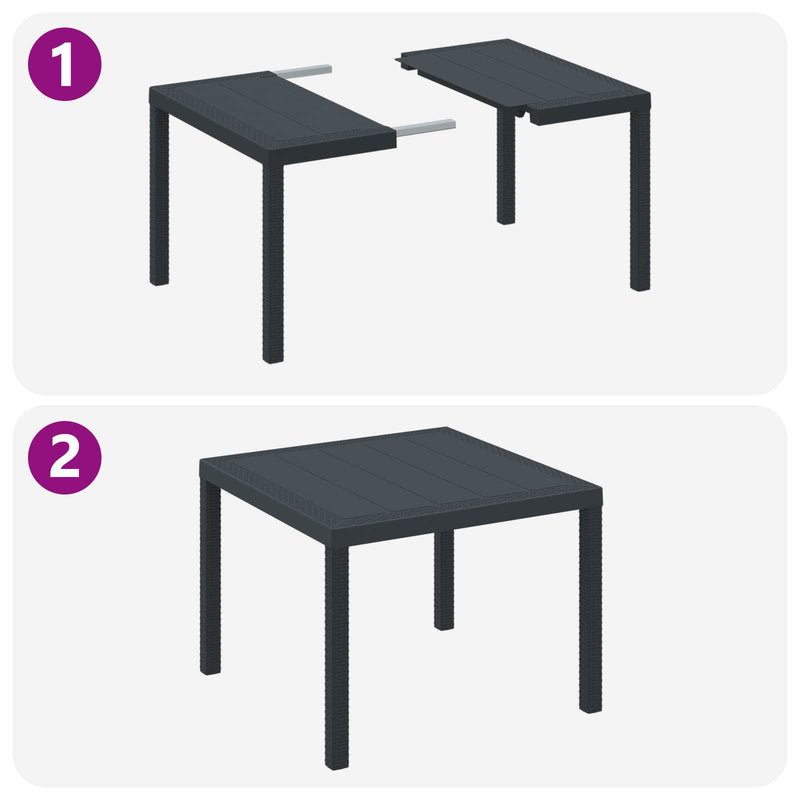 vidaXL Garden Dining Table Anthracite 100 x 100 x 73 cm Poly Rattan