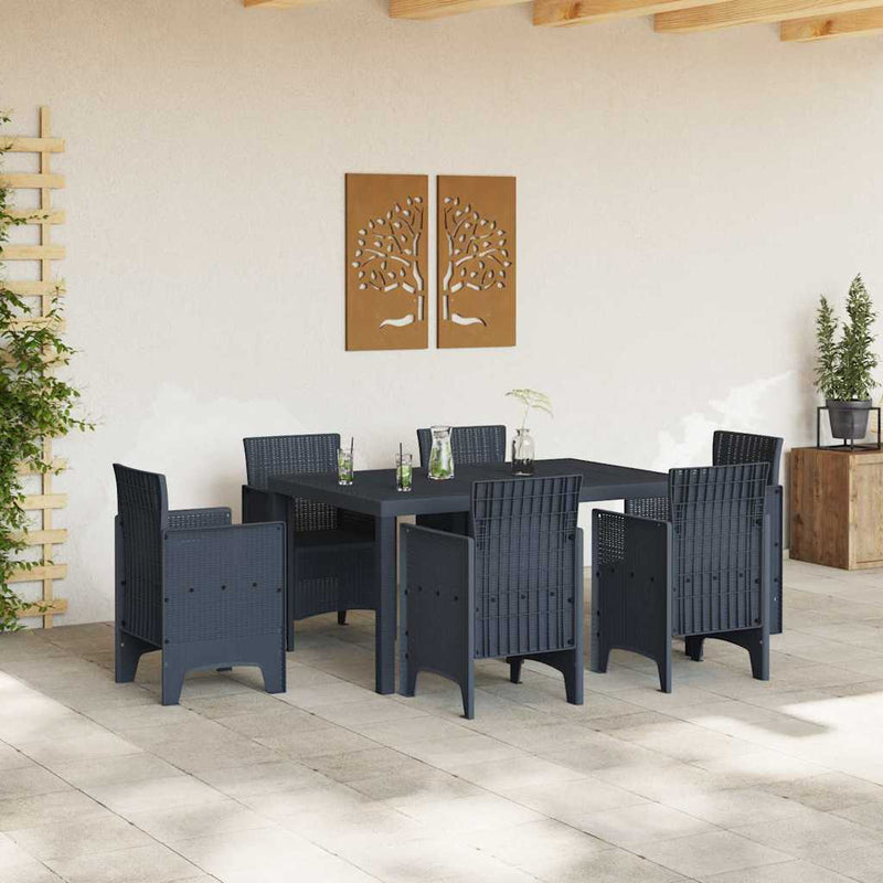 vidaXL Garden Dining Table Anthracite 150 x 100 x 73 cm Poly Rattan