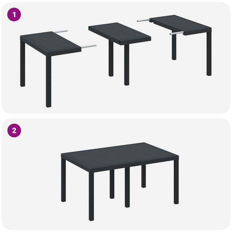 vidaXL Garden Dining Table Anthracite 150 x 100 x 73 cm Poly Rattan