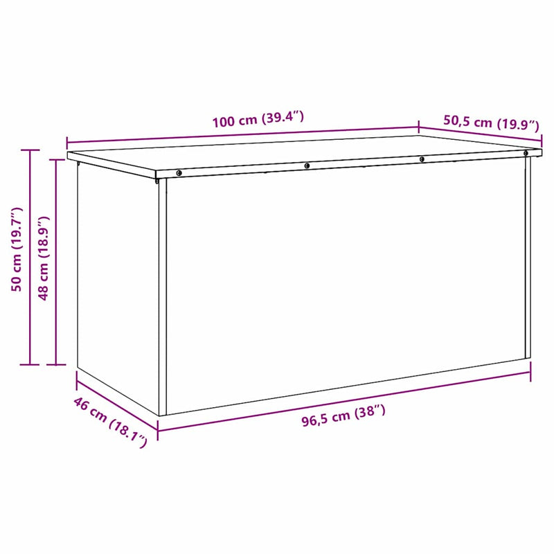 vidaXL Outdoor Storage Box Black 100 x 50,5 x 50 cm Steel