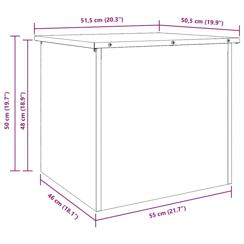 vidaXL Outdoor Storage Box Black 55 x 50.5 x 50 cm Cold-rolled steel