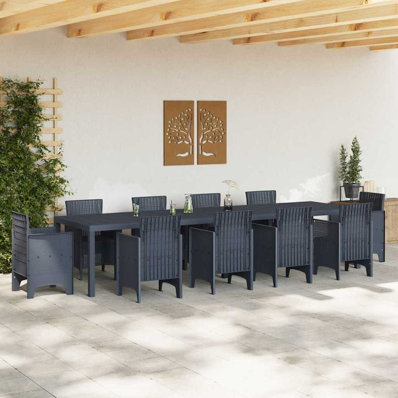 vidaXL Garden Table Anthracite 350 x 100 x 73 cm Poly Rattan