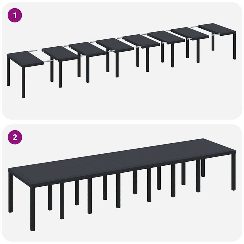 vidaXL Garden Table Anthracite 400 x 100 x 73 cm Poly Rattan