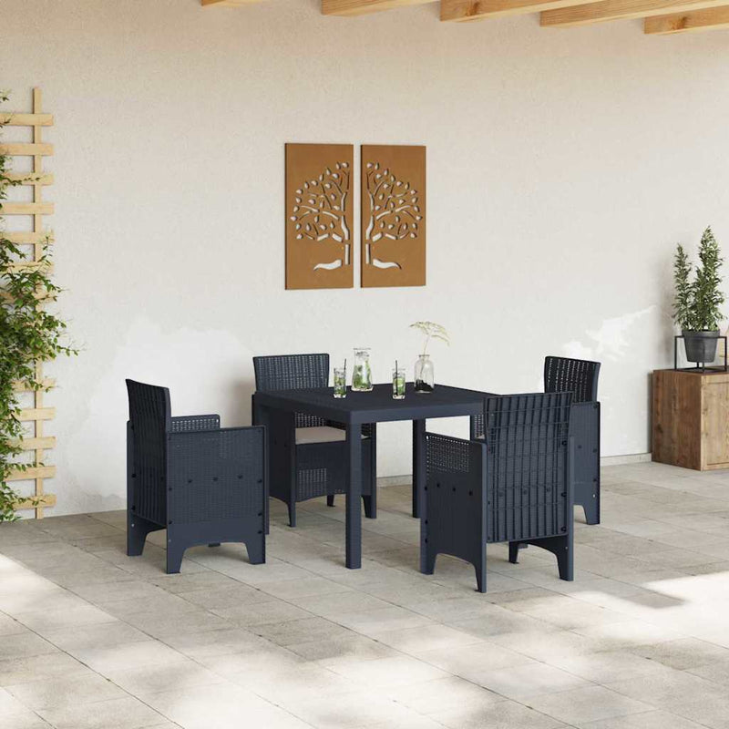 vidaXL Garden Dining Set 5 pcs Anthracite Polt rattan
