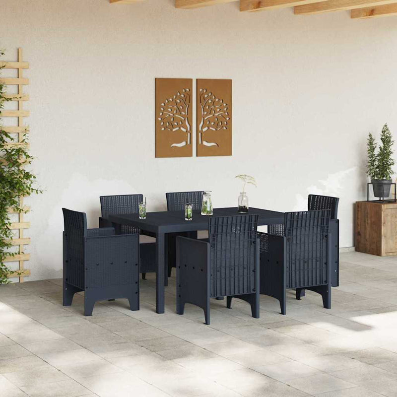 vidaXL Garden Dining Set 7 pcs Anthracite Polt rattan