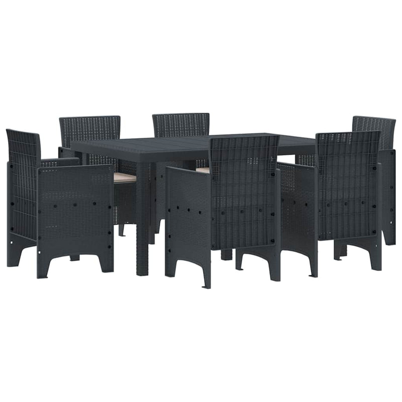 vidaXL Garden Dining Set 7 pcs Anthracite Polt rattan