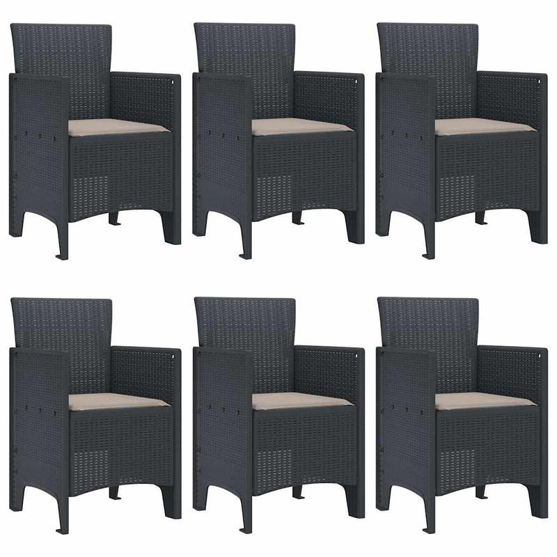 vidaXL Garden Dining Set 7 pcs Anthracite Polt rattan
