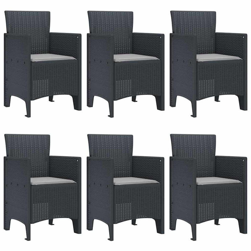vidaXL Garden Dining Set 7 pcs Anthracite Polt rattan