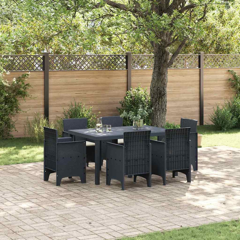 vidaXL Garden Dining Set 7 pcs Anthracite Polt rattan