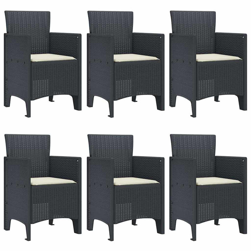 vidaXL Garden Dining Set 7 pcs Anthracite Polt rattan