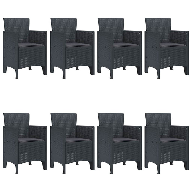 vidaXL Garden Dining Set 9 pcs Anthracite Polt rattan