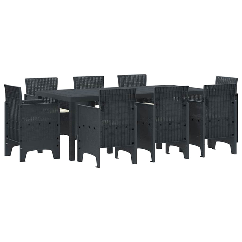 vidaXL Garden Dining Set 9 pcs Anthracite Polt rattan
