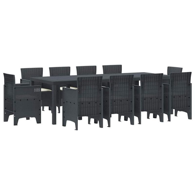 vidaXL Garden Dining Set 11 pcs Anthracite Polt rattan