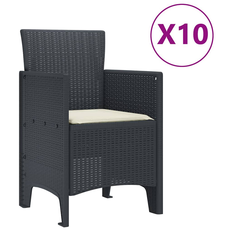 vidaXL Garden Dining Set 11 pcs Anthracite Polt rattan